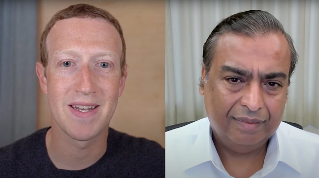 Mark Zuckerberg, Founder, Chairman & CEO, Facebook, in conversation with Mukesh Dhirubhai Ambani, Chairman & Managing Director, Reliance Industries at the first-ever Facebook Fuel for India 2020 event