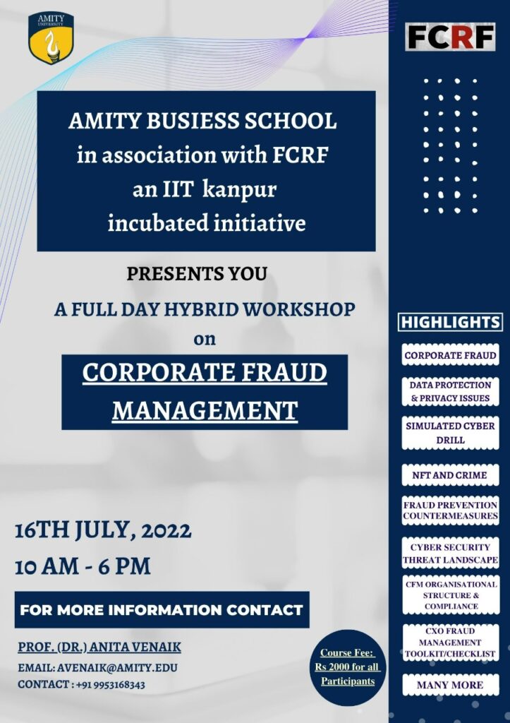 Amity-FCRF Join Hands For Innovative Programme On Corporate Fraud Management